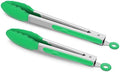 2 Pack Silicone Kitchen Tongs, 9 & 12 Inch, Stainless Steel, Dark Green by ALLWIN-HOUSEWARE