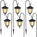 Dynaming 6 Pack Solar Hanging Lights Outdoor, Solar Powered Garden Decorative Lanterns with 6 x 38 Inch Shepherd Hooks, Waterproof Landscape Lighting for Lawn Patio Yard Pathway Driveway, Warm White by Dynaming