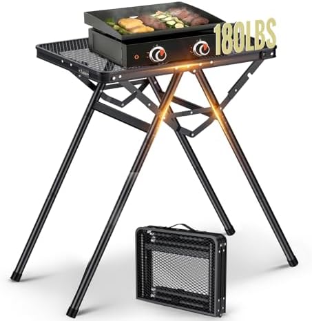 Anbte 2ft Folding Grill Table, Supports 180Lbs, 2 Heights 27.5" for Camping by Anbte