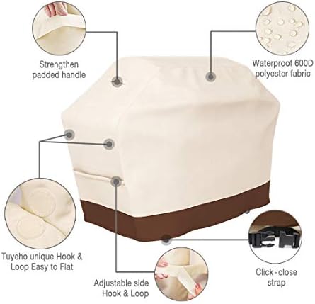 Tuyeho 58"x24"x46" Heavy Duty 900D Grill Cover, Waterproof & Weatherproof - Image 4