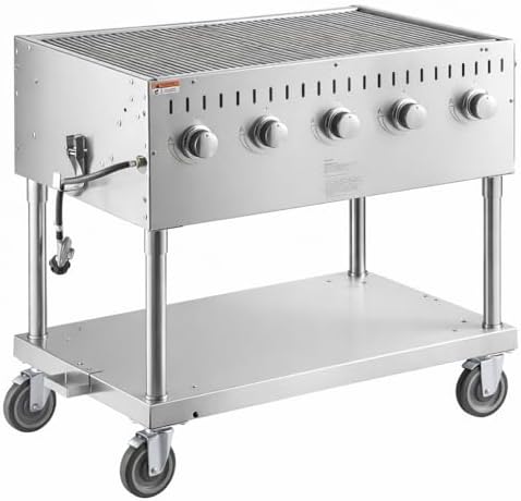Commercial Stainless Steel Outdoor Liquid Propane Grill, 36" Cooking Surface, 5 Burners, 80,000 BTU, for Restaurant Patio, Resort, Catering, Outdoor Kitchen, Hotel by Krollen+Industrial