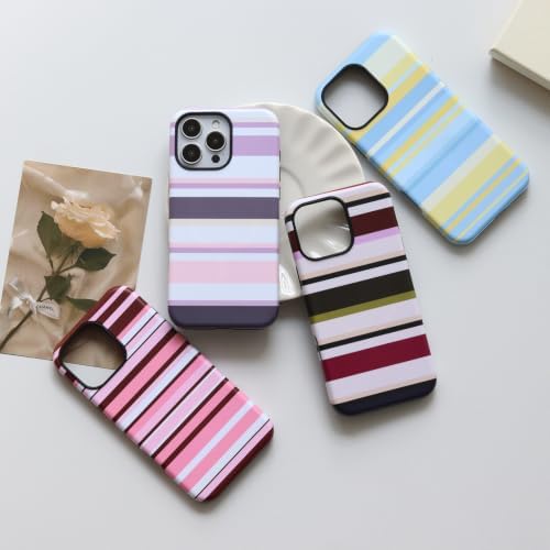 for iPhone 16 Pro Max Case, Magnetic Matte Frosted Dual-Layer Striped Phone Case for Women, Retro Aesthetic Cover Compatible with MagSafe Accessories - Rose Cocoa - Image 5