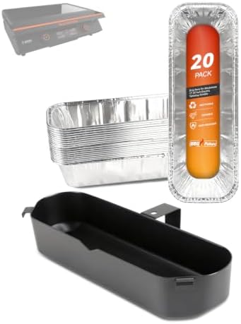 BBQ Future Grease Cup with 20 Pack Aluminum Foil Liners for Blackstone 22 Inch Electric Griddle, Grease Catcher Drip Pan Tray Replacement for 17" & 22" Electric Griddle Models 8001, 8003, 8000, 8005 by BBQFuture