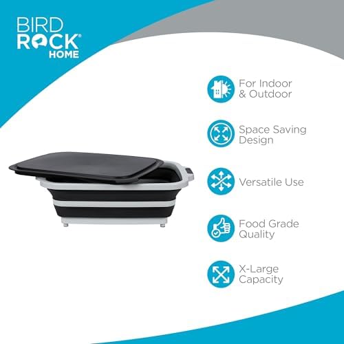 BIRDROCK HOME 18L Collapsible BBQ Prep Tub with Lid, Black, 22”L x 16”W - Image 5