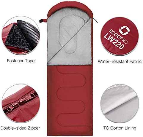ECOOPRO Warm Weather Sleeping Bag - Portable, Waterproof, Compact Lightweight, Comfort with Compression Sack - Great for Outdoor Camping, Backpacking & Hiking-83 L x 30" W Fits Adults - Image 3