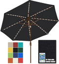 EliteShade USA 10-Year-Non-Fading 9ft Market Patio Umbrella, Commercial Grade Table Sun Umbrella with 80 Solar LED Lights, Crank Open, Windproof & UPF 50+ UV Protection for Garden, Deck, Pool, Backyard, Black by EliteShade