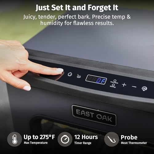 EAST OAK 30" Electric Smoker for Outdoors | Built-in Meat Probe & Clear Viewing Window | Side Chip Loader for 6x Longer Uninterrupted Smoking | 725 sq in Cooking Area for Bigger Batches, Mist Black - Image 6