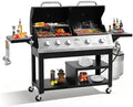 Outdoor Grill Griddle Combo, 54,000 BTU Propane BBQ with 627 SQ.IN. Cooking Area, Porcelain Cast Iron Grates, Foldable Tables, Locking Wheels & Storage Cabinet for Backyard by TIMSATIO