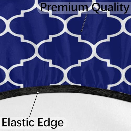 Fitted Round Tablecloth with Umbrella Hole and Zipper Navy Blue Outdoor Elastic Table Cloth 45"-56" Oil-Proof Waterproof Moroccan Patio Table Cover for Dining Picnic Party Camping - Image 4