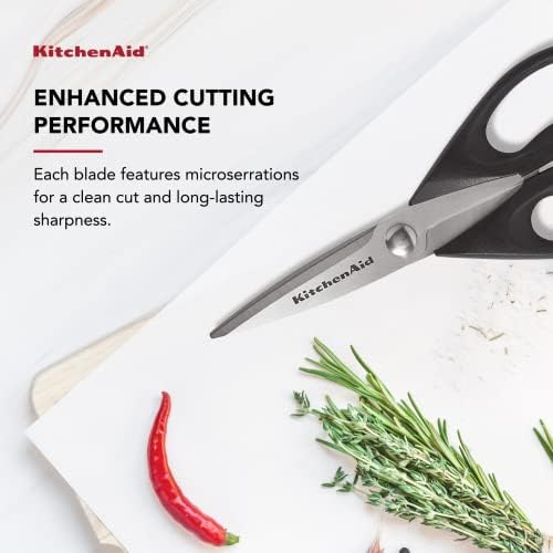 KitchenAid All Purpose Kitchen Shears with Protective Sheath Durable Stainless Steel Scissors, Dishwasher Safe, Soft Grip Comfort Handle, 8.72 Inch, Black - Image 6