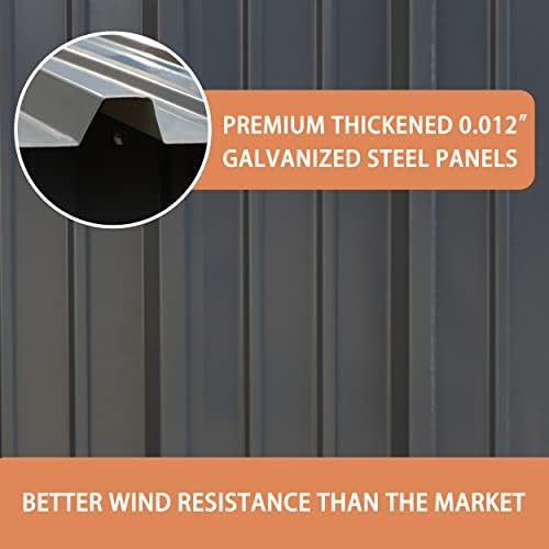 VEIKOU 4' x 4' Outdoor Storage Shed with Thickened Galvanized Steel, Storage Shed with Lockable Door, Air Vents, Metal Shed for Patio Lawn Yard, Grey - Image 7