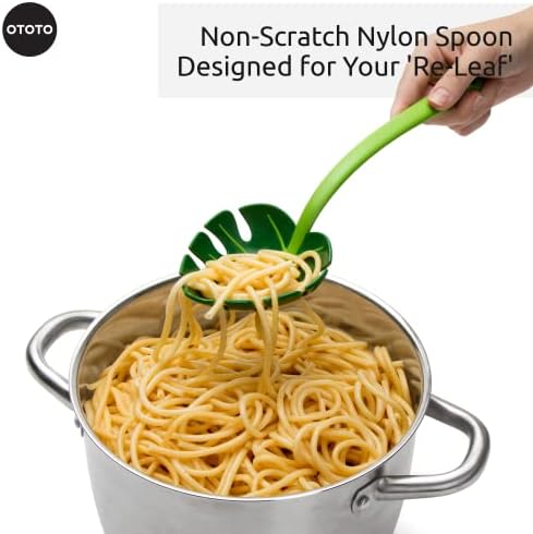 OTOTO Pasta Spoon - Spaghetti Spoon, Pasta Fork, Pasta Server, Monstera Ladle - Dishwasher Safe & Heat Resistant - Fun Kitchen Gadgets, Unique Gifts for Cooking (Jungle Spoon) - Image 3
