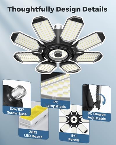 Adiding LED Garage Lights, Ultra Brighter 14000LM 6500K Garage Lighting - Image 3
