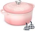 Umite Chef 5QT Enameled Cast Iron Dutch Oven Pot with Lid, Heavy-Duty Cookware for Bread Baking, Braising, Stews, Roasting, Wedding Registry Ideas & Gifts (Pink) by UmiteChef