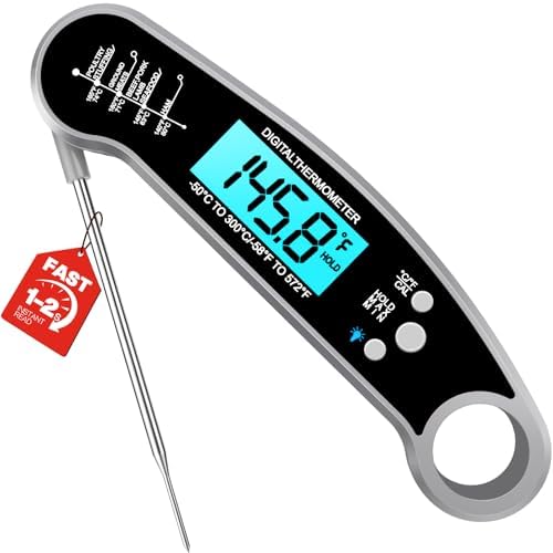 Instant Read Meat Thermometer Digital, Food Thermometer for Cooking, Grey by ONFIKY