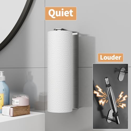 Paper Towel Holder Under Cabinet, Wall Mount, Adhesive or Drilling, Silver - Image 4