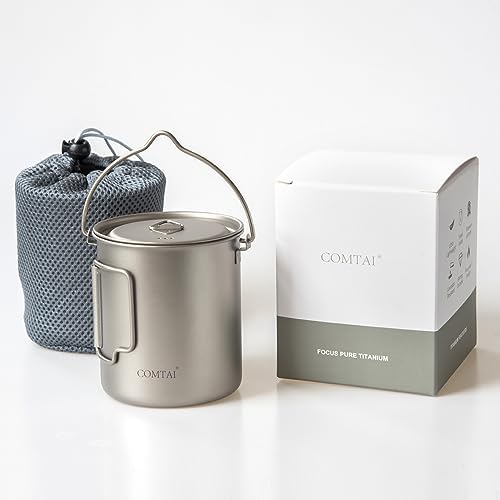 750ml/26oz Titanium Camping Pot with Lid and Foldable Handle, Ultralight Camping Mug for Hiking, Backpacking, Outdoor Cooking, and Travel - Image 7