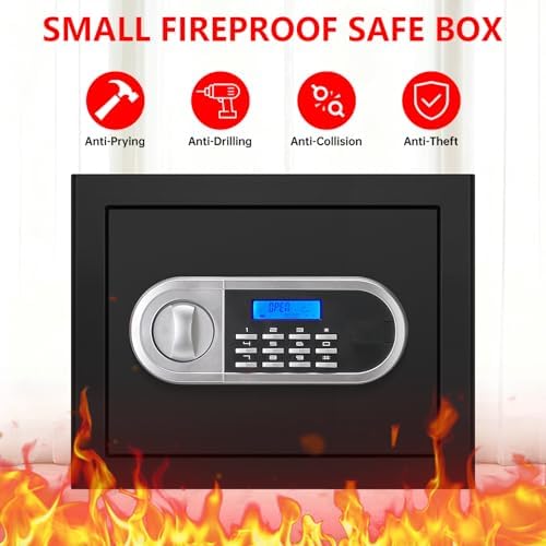 1.3 Cuft Small Fire Proof Safe for Home Documents, Anti-theft Safes for Home Use Fire and Water Proof with Combination Lock, Smart Alert System and Removable Shelf, Digital Document Safe for Jewelry - Image 3