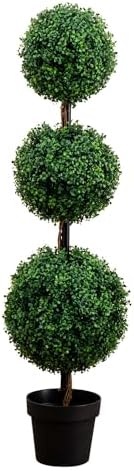 Nearly Natural 4 ft Artificial Triple Ball Boxwood Topiary Tree with Pot by NearlyNatural
