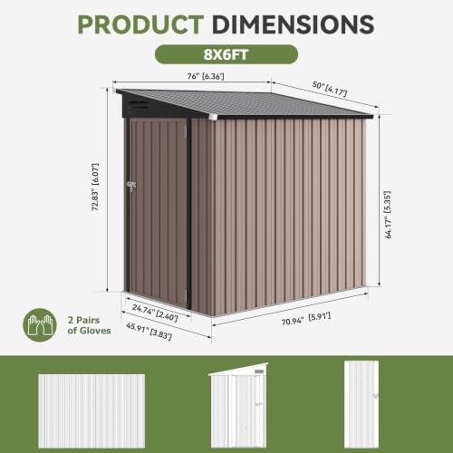 Aoxun 4x6 FT Lean-to Metal Storage Shed,Sloped Roof Outdoor Garden Cabinet - Image 3