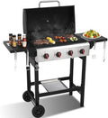 4-Burner Propane Gas Grill with Cast Iron Grates, 38200 BTU output,Foldable Side Shelves for Portable Outdoor Patio Camping, Black (4 burner) by Unknown