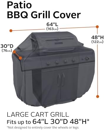 Classic Accessories Ravenna Water-Resistant 64 Inch BBQ Grill Cover, Black - Image 3