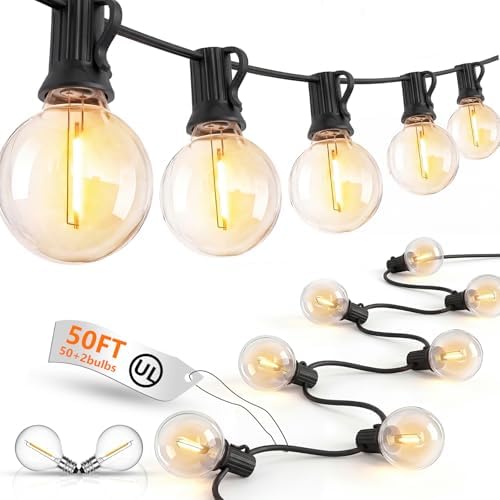 GOOTHY G40 LED Outdoor String Lights, 50Ft Patio String Lights Waterproof with 52 Shatterproof Globe Bulbs, Hanging Outdoor Lights for House Backyard Party Cafe Balcony Porch Christmas Decor, Black by Goothy