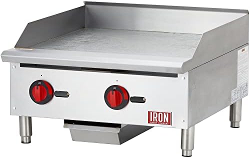 Iron Range IRMG-24 24" Commercial Gas Griddle, 60,000 BTU, Two Burners, Stainless Steel, Manual Controls, ETL Listed, Removable Grease Pan, Adjustable Legs, LPG Conversion Kit Included. - Image 3