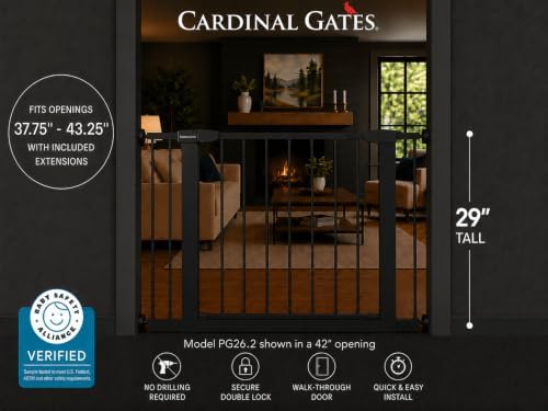 Cardinal Gates PG26.2 Baby & Pet Pressure Gate, Black, 37.75-43.25 in - Image 2