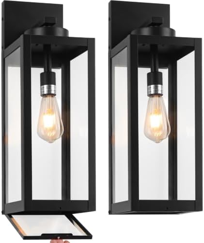 20" Large Outdoor Wall Lights with Closed Bottom, Black Outdoor Wall Sconce by Yolsunes