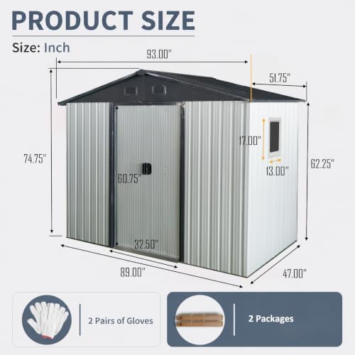 8X4 FT Outdoor Metal Storage Shed with Window and Metal Foundation - Image 3