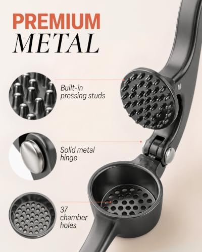 Zulay Kitchen Metal Garlic Press Garlic Mincer Tool Stainless Steel, Gray - Image 3