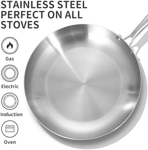 LOLYKITCH 8.5 Inch Small Frying Pan | Tri-Ply Stainless Steel Skillet - Image 3