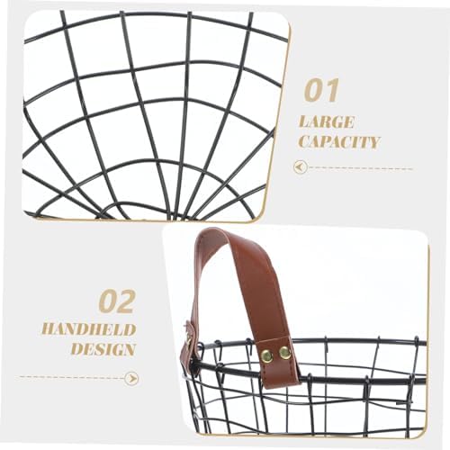 Outdoor Logging Basket Metal Firewood Holder with Handle, Black - Image 2