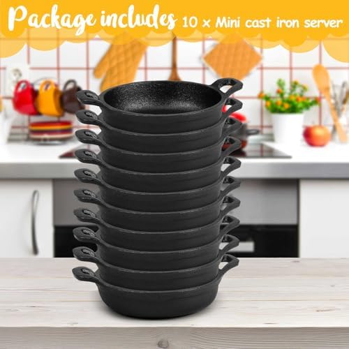 Ziliny 10 Pack Mini Cast Iron Skillets 5 x 5 x 1.3 Inch Pan Ramekin Set - Image 3