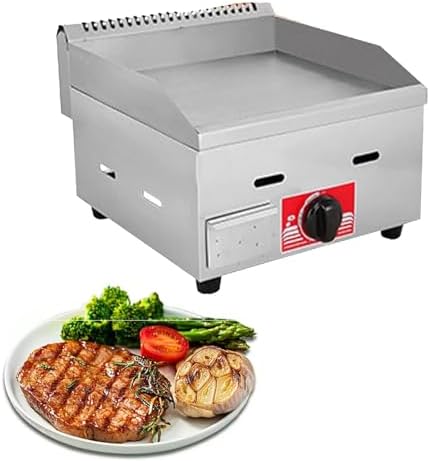 Commercial Stainless Steel Heavy Duty Outdoor Griddle,Countertop Flat Top Teppanyaki Fry Pan,with Adjustable Temperature, Lpg Gas Grill,for Medium to High Volumes,718b by Unknown