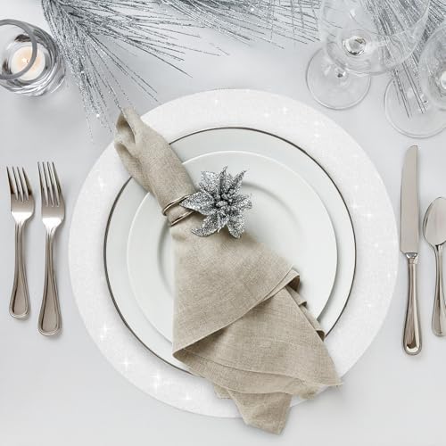30 PCS Silver Paper Placemats Round Place Mat Glitter Disposable Paper Charger Doilies Tablemats for Birthday Bachelorette Party Wedding Dinner Table Decor(13x13inch) - Image 4