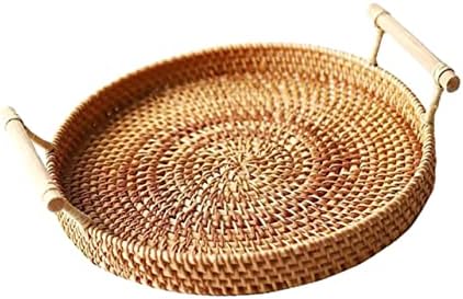 BESPORTBLE 3pcs Medium Rattan Woven Picnic Basket for Outdoor Storage Food Woven Tray for Desserts and Snacks Diameter and Decorative Rattan Storage - Image 5