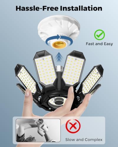 Adiding Garage Lights w/ 8 Deformable Panels, 56000LM 6500K Ultra Brighter - Image 4