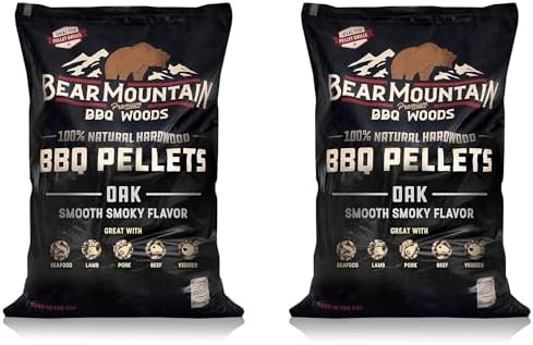 Bear Mountain Oak Wood Pellets for Smoker and Grill, 20lb Bag, 2-Pack by BearMountainBBQ