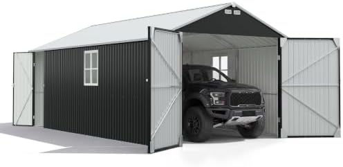 Patiowell 12x20 FT Outdoor Storage Shed, Large Metal Garden Shed, Black - Image 7