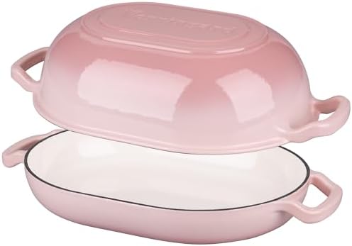 VORRINGARD Enameled Cast Iron Sourdough Bread Oven, Dutch Oven, Loaf Cast Iron Bread Pan for Homemade Bread Baking, Meatloaf Pan with Lid, 7QT, Pink - Image 6