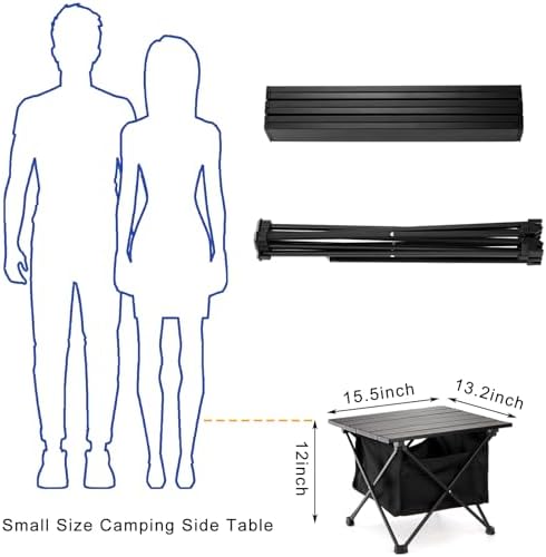 SOUJOY Folding Camping Table with Storage Bag, Small Beach Side Table, Portable Collapsible Aluminum Picnic Tent Side Table for Outdoor Cooking, BBQ, Hiking, Boat, Travel - Image 3