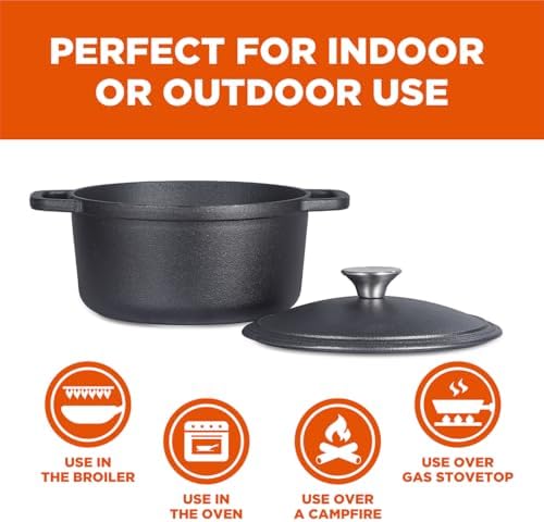 Commercial Chef 3.4-Qt. Dutch Oven with Lid, Cast Iron, CHCI340 - Image 2