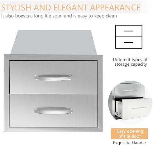 18" W x 15" H x 23" D Outdoor Kitchen Double Drawers - Image 4