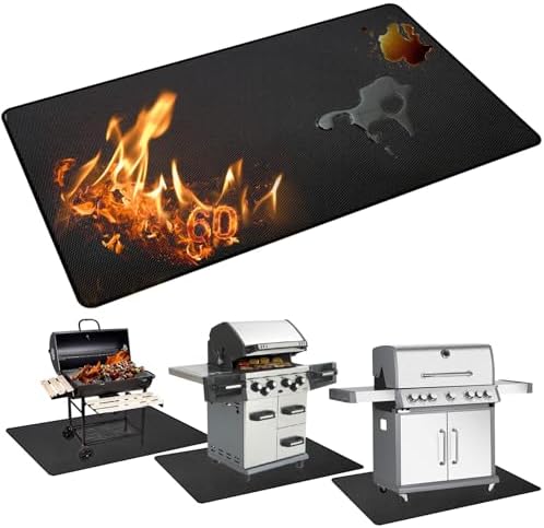 60" x 36" Under Grill Mat for Outdoor Grill, 2000°F Fireproof Deck Pad by ZCHLPTZUP