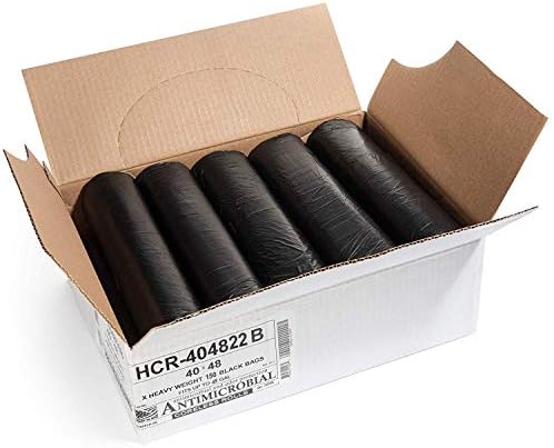Aluf Plastics 45 Gal Black Trash Bags, 22 Micron (EQ.), 40" x 48" (150 Pk) - Image 2