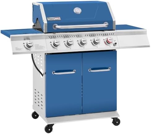 Royal Gourmet GA5403B 5 Burner Propane Gas Grill with Side Burner, Blue - Image 4