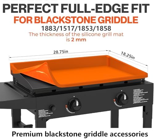 28" Upgraded Extra-Thick Silicone Griddle Mat for Blackstone 28 Inch Grill, Full-Wrap High Lip, Anti-Slip Grip-Fit, Food-Grade Protection Grill Cover to Keep Dirt/Pest Off & Help Reduce Rust - Image 2
