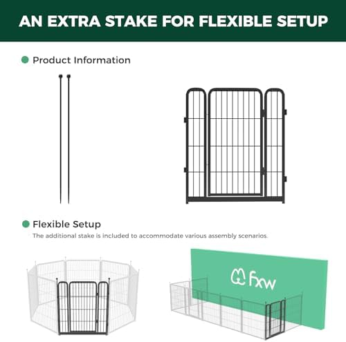 FXW Add-On Gate Panel for Outdoor Dog Playpen, 32" H, Black, Patented - Image 5
